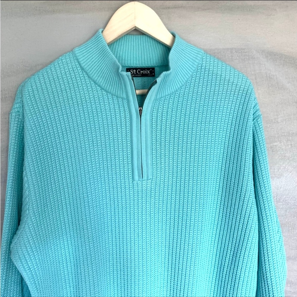 St. Croix Dimensional Ribbed Cotton Quarter-zip Pullover Large